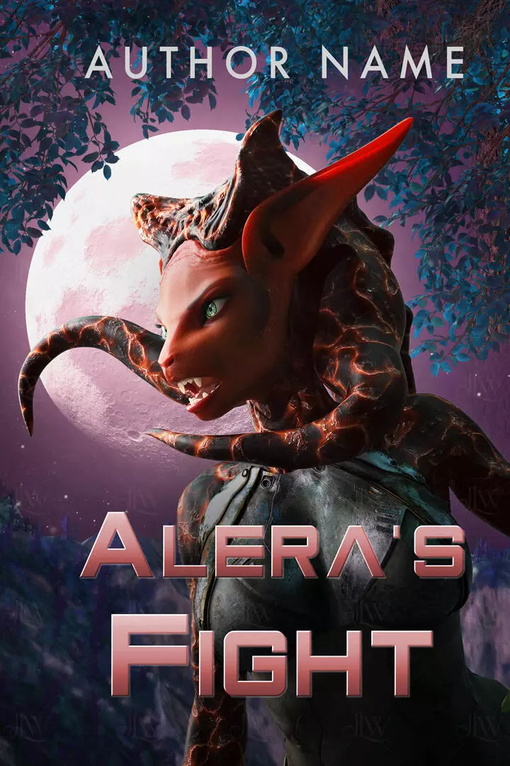 A science fiction book cover featuring an alien warrior on a new planet.