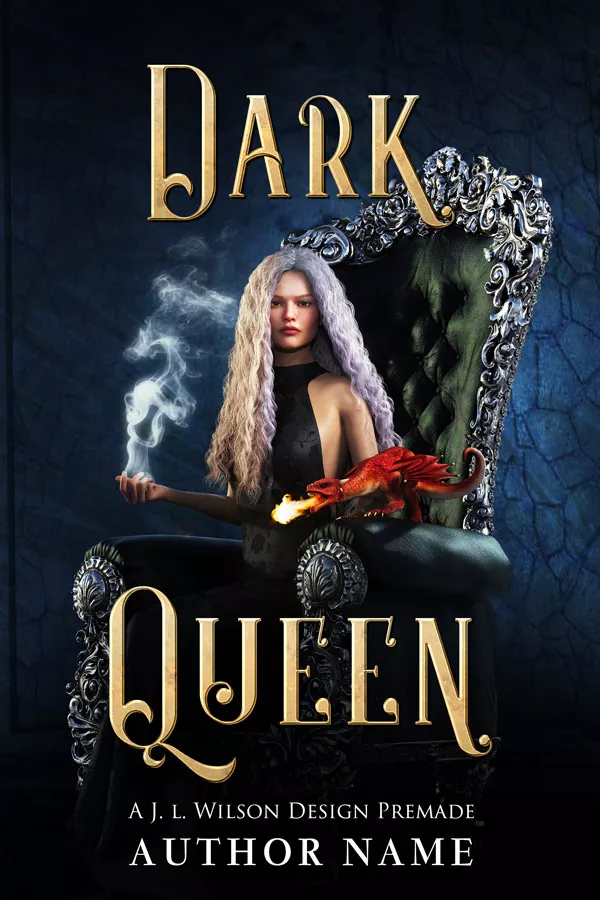 A dark fantasy book cover with a magical queen